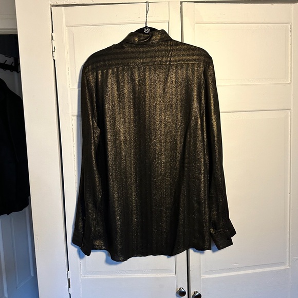 NWT Zara men’s gold black shimmery button up top - Picture 2 of 7